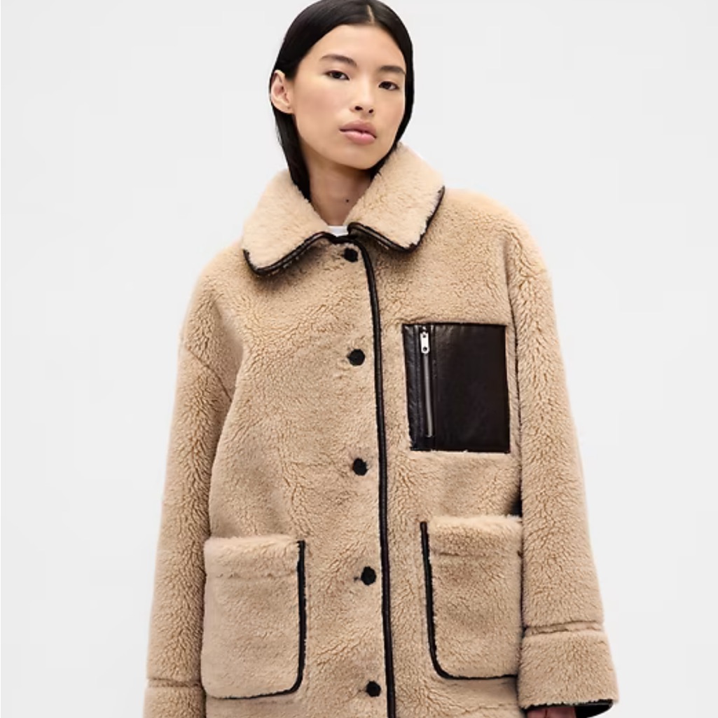Sandy Liang X Gap Reversible Vegan Leather Sherpa Jacket